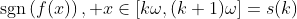 \text{sgn}\left(f(x)\right),\text{ }x\in[k\omega,(k+1)\omega]=s(k)