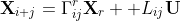 \textbf{X}_{i j}=\Gamma_{ij}^{r}\textbf{X}_r +L_{ij}\textbf{U}