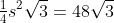 \tfrac{1}{4}s^{2}\sqrt{3}=48\sqrt{3}