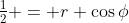 \tfrac12 = r \cos\phi