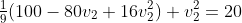 \tfrac19(100-80v_2+16v_2^2)+v_2^2=20