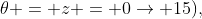 \theta = z = 0\rightarrow 15),