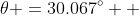 \theta =30.067{}^{\circ}  