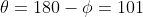 \theta=180-\phi=101