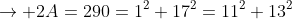 \to 2A=290=1^2+17^2=11^2+13^2