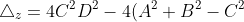 \triangle_{z}=4C^2D^2-4(A^2+B^2-C^2)(A^2+B^2-D^2)=0