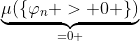 \underbrace{\mu(\{\varphi_n > 0 \})}_{=0 ~\forall n} \longrightarrow \mu(\{f > 0\})