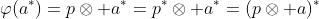 \varphi(a^*)=p\otimes a^*=p^*\otimes a^*=(p\otimes a)^*