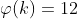 \varphi(k)=12