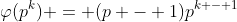 \varphi(p^{k}) = (p - 1)p^{k - 1}