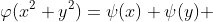 \varphi(x^2+y^2)=\psi(x) \psi(y) 