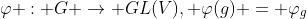 \varphi : G \to GL(V), \varphi(g) = \varphi_g