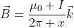 \vec{B}=\frac{\mu_0 I}{2\pi x}\vec{k}