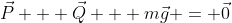 \vec{P} + \vec{Q} + m\vec{g} = \vec{0}