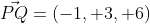 \vec{PQ}=(-1, 3, 6)