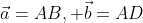 \vec{a}=AB, \vec{b}=AD