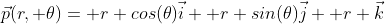 \vec{p}(r, \theta)= r cos(\theta)\vec{i}+ r sin(\theta)\vec{j}+ r \vec{k}