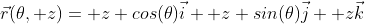 \vec{r}(\theta, z)= z cos(\theta)\vec{i}+ z sin(\theta)\vec{j}+ z\vec{k}