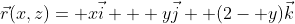 \vec{r}(x,z)= x\vec{i}+  y\vec{j}+ (2- y)\vec{k}
