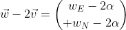\vec{w}-2\vec{v}={w_E-2\alpha\choose w_N-2\alpha}