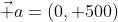 \vec a=(0, 500)