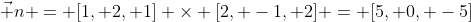 \vec n = [1, 2, 1] \times [2, -1, 2] = [5, 0, -5]