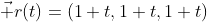 \vec r(t)=(1+t,1+t,1+t)