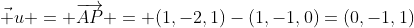 \vec u = \overrightarrow{AP} = (1,-2,1)-(1,-1,0)=(0,-1,1)