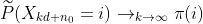 \widetilde{P}(X_{kd+n_0}=i)\to_{k\to\infty}\pi(i)