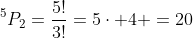^5P_2=\frac{5!}{3!}=5\cdot 4 =20