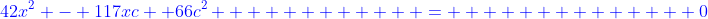 {\color{blue}42x^2 - 117xc +66c^2            =              0}