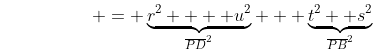 {\color{white}\overline{AP}^2+\overline{PC}^2} = \underbrace{r^2  + u^2}_{\overline{PD}^2} + \underbrace{t^2 +s^2}_{\overline{PB}^2}