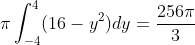 {\pi}\int_{-4}^{4}(16-y^{2})dy=\frac{256{\pi}}{3}