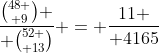 {{48 \choose 9} \over {52 \choose 13}} = {11 \over 4165}