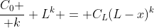 {C_0 \over k} L^k = C_L(L-x)^k