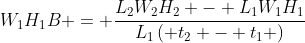 {W_1}{H_1}B = \frac{{{L_2}{W_2}{H_2} - {L_1}{W_1}{H_1}}}{{{L_1}\left( {{t_2} - {t_1}} \right)}}