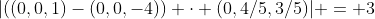 |((0,0,1)-(0,0,-4)) \cdot (0,4/5,3/5)| = 3