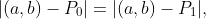 |(a,b)-P_{0}|=|(a,b)-P_{1}|,