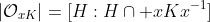 |\mathcal{O}_{xK}|=[H:H\cap xKx^{-1}]