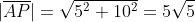 |\overline{AP}|=\sqrt{5^2+10^2}=5\sqrt{5}