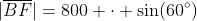 |\overline{BF}|=800 \cdot \sin(60^\circ)