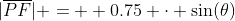 |\overline{PF}| =  0.75 \cdot \sin(\theta)