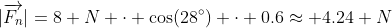 |\overrightarrow{F_n}|=8 N \cdot \cos(28^\circ) \cdot 0.6\approx 4.24 N