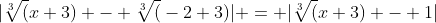 |\sqrt[3](x+3) - \sqrt[3](-2+3)| = |\sqrt[3](x+3) - 1|