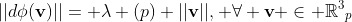 ||d\phi(\textbf{v})||= \lambda (p) ||\textbf{v}||, \forall \textbf{v} \in {\mathbb{R}^3}_p
