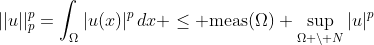 ||u||^p_p=\int_{\Omega}|u(x)|^p\,dx \le \text{meas}(\Omega) \sup_{\Omega \setminus N}|u|^p