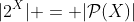 |2^X| = |\mathcal{P}(X)|