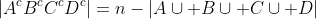 |A^cB^cC^cD^c|=n-|A\cup B\cup C\cup D|
