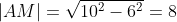 |AM|=\sqrt{10^2-6^2}=8