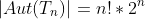|Aut(T_n)|=n!*2^n